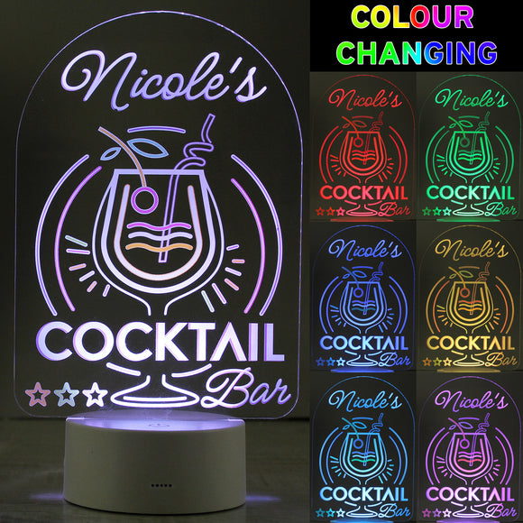 Personalised Cocktail LED Colour Changing Night Light