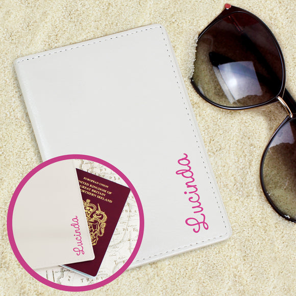 Personalised Name Cream Passport Holder