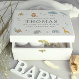 Personalised Safari Animals White Wooden Keepsake Box