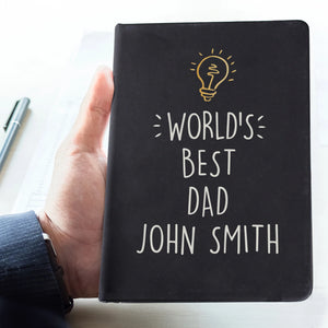 Personalised Light Bulb Black Hardback Notebook