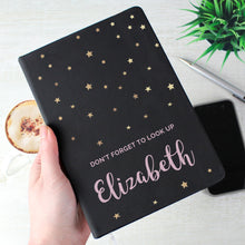 Load image into Gallery viewer, Personalised Starry Black Hardback Notebook