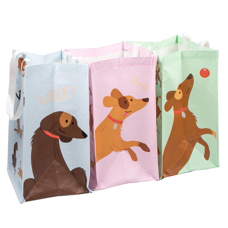 Set of 3 Recycled RPET Recycling Bags - Catch Patch Dog