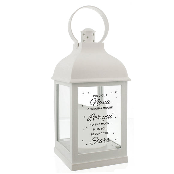 Personalised 'Miss You Beyond The Stars' White Lantern