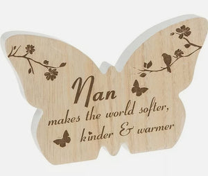 Wooden butterfly Nan Plaque