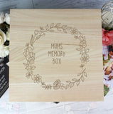 Personalised Floral Wreath Large Wooden Keepsake Box