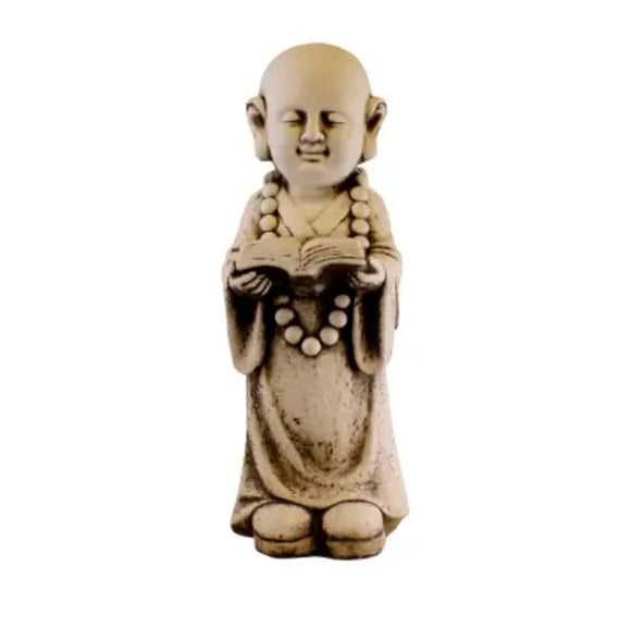 Stone Effect Garden Ornament, Monk Reading