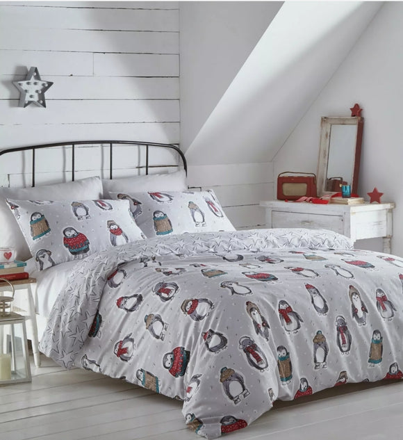 Snowy Penguins Reversible Bedding