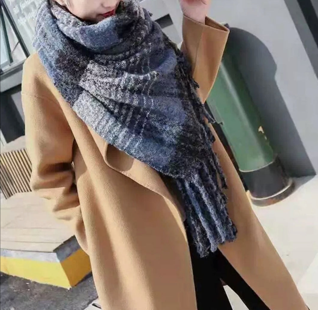 Ladies Winter Warm Scarf Knitted Shawl Wrap Long Soft Scarves Extra Thick Check