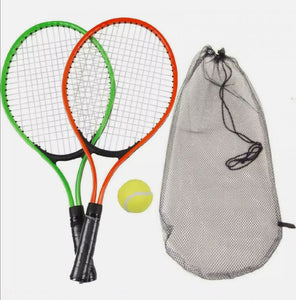 Kids Metal Junior Tennis Set with 2 Rackets & 1 Ball Outdoor Toy Raquet Play Set