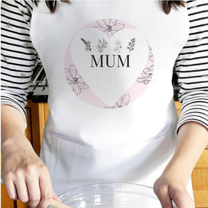 Personalised Free Text Floral White Apron