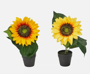 Set of 2 Indoor/Outdoor Home Decorative Display Artificial Sunflower Plant In Pot