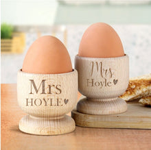 Load image into Gallery viewer, Personalised Couples Wooden Egg Cup Set