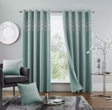Load image into Gallery viewer, Thermal KENDAL Diamante Blackout Curtain Pair Ready Made Eyelet Ring Top Curtain
