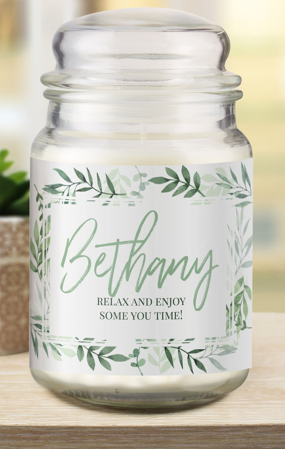 Personalised Botanical Large Scented Jar Candle