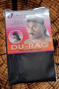 Durag Tie Down Cap - Black - pack of 2