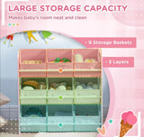 Kids Storage Unit w/ Nine Removable Baskets, for Nursery, Playroom