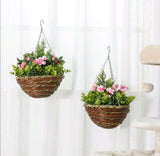 PCs Artificial Lisianthus Flower Hanging Planter Basket Indoor Outdoor Décor