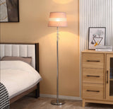 Modern Floor Lamp w/ Fabric Shade and Chrome Base Elegant Decoration for Study