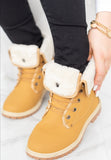 LADIES FLAT FUR LINED WOMENS GRIP SOLE WINTER ARMY COMBAT ANKLE BOOTS