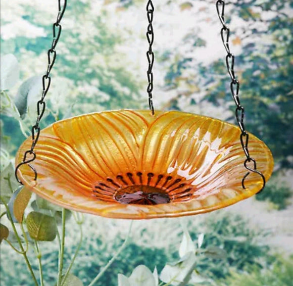 Wilde & Oakes Floral Glass Bird Feeder Colourful Bird Feeder For Garden