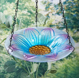 Wilde & Oakes Floral Glass Bird Feeder Colourful Bird Feeder For Garden