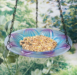 Wilde & Oakes Floral Glass Bird Feeder Colourful Bird Feeder For Garden