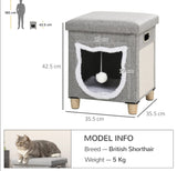 in 1 Cat Bed Ottoman, Comfortable Cat Sleeping Cave House w/ Cushion