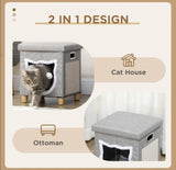 in 1 Cat Bed Ottoman, Comfortable Cat Sleeping Cave House w/ Cushion