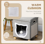 in 1 Cat Bed Ottoman, Comfortable Cat Sleeping Cave House w/ Cushion