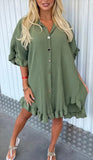 Womens Short Mini Smock Dress Ladies Pleated Peplum Frill Collared Shirt Top