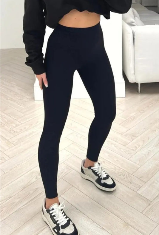 Womens Ladies High Waist Seamless Ribbed Leggings