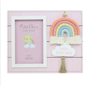 Pink wooden little princess macreme photo frame