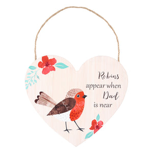 Dad Robin Hanging Heart Sign