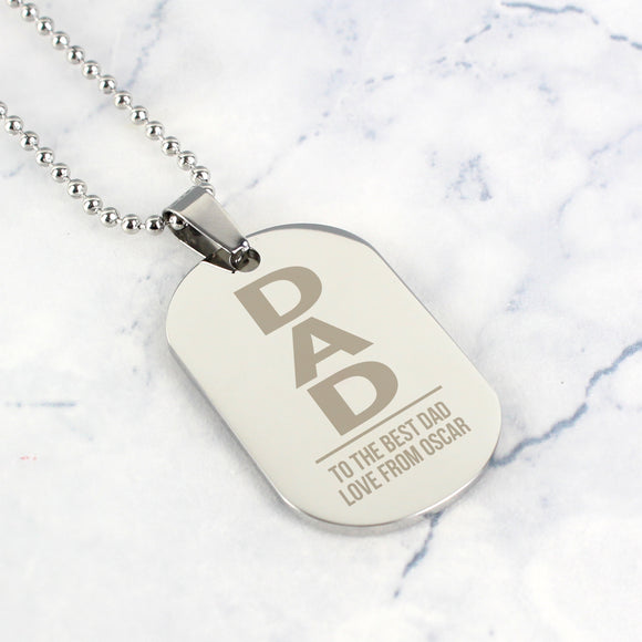 Personalised DAD Stainless Steel Dog Tag Necklace