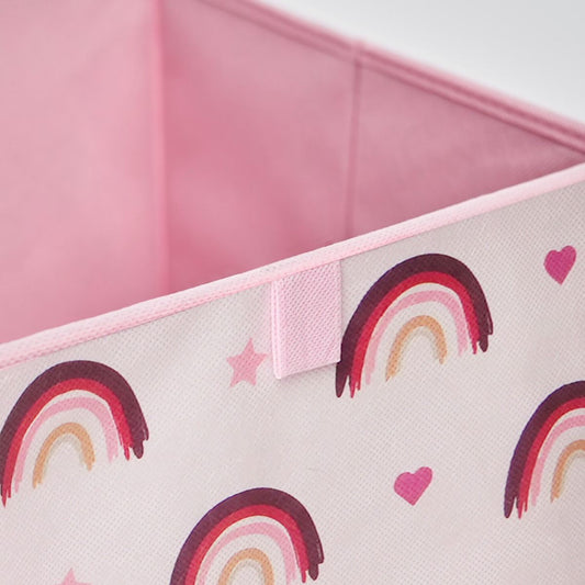 Rainbow Print Cube Storage Boxes, Blush - 2 Pack