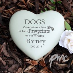 Personalised Dog / Cat Pawprints Heart Memorial