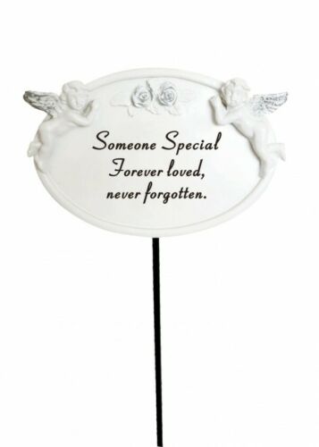 White & Silver Twin Cherub Memorial Stake SOMEONE SPECIAL