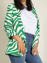 Load image into Gallery viewer, Zebra Print Ruched Sleeve Open Blazer